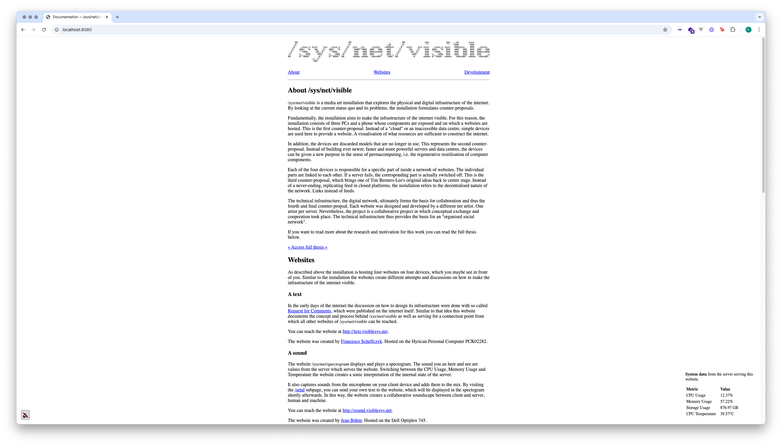 Fig. 4. Screenshot of the text website by Francesco Scheffczyk. Source: Primary